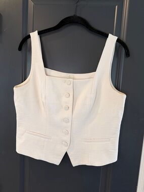 Joie Cream Button-Front Sleeveless Tank Vest